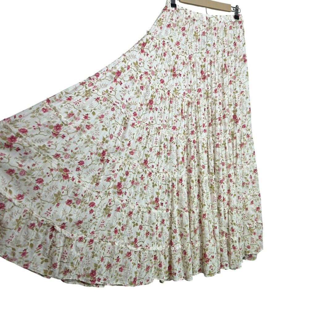Denim & Supply Ralph Lauren Skirt Womens M Floral Maxi Tiered Cottage Boho Vtg - Picture 7 of 11